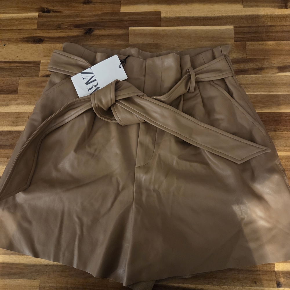 Zara Tan High-Waisted Shorts